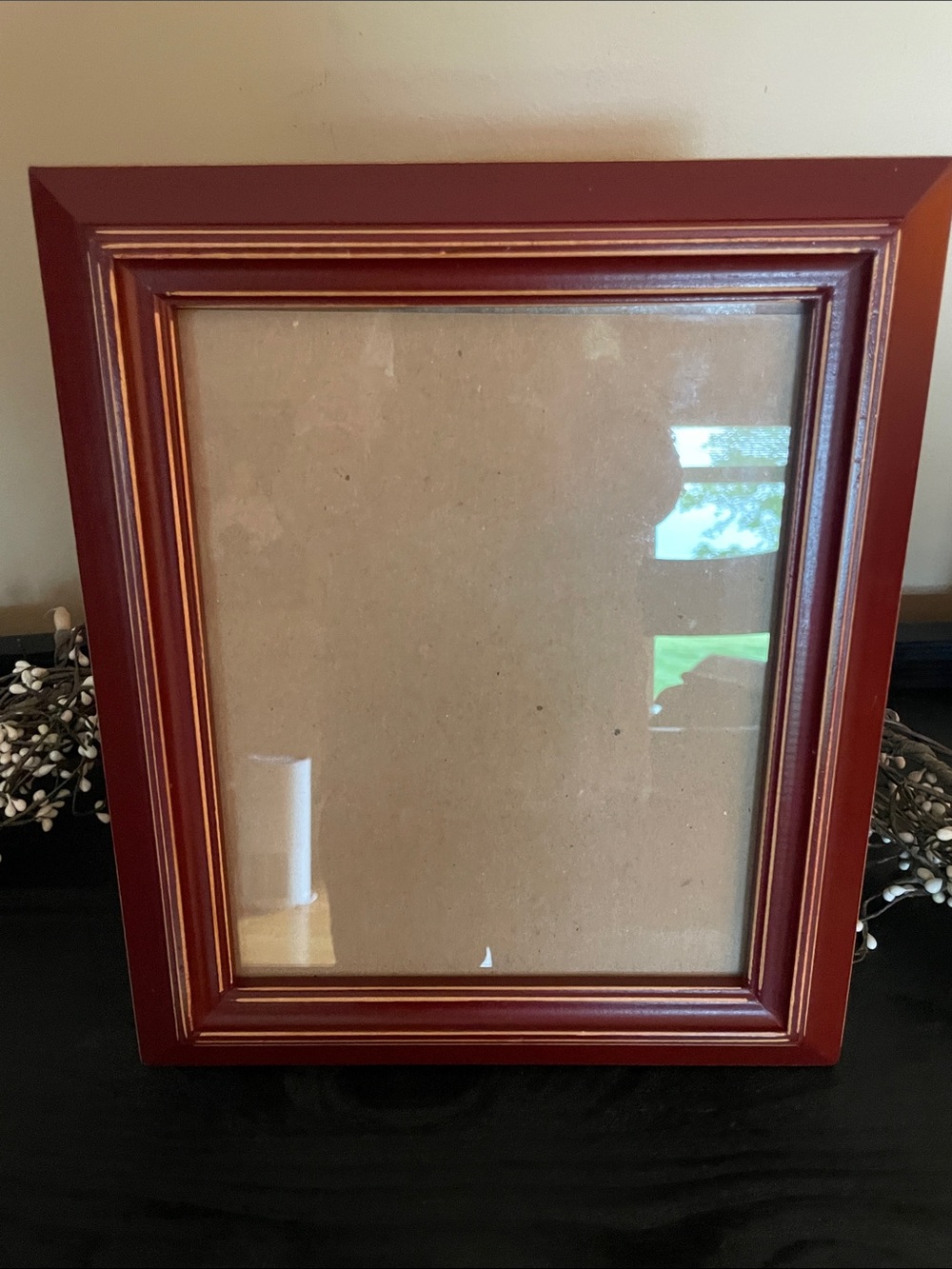 Wooden Picture Frame in Deep Red with Cream Accents Size 8”x10”